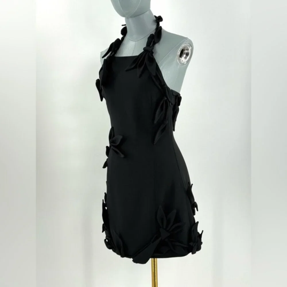🆕 CULT GAIA 🧿 NWT Elliana Calla Lily Floral Appliqué Mini, Black - Sz 0